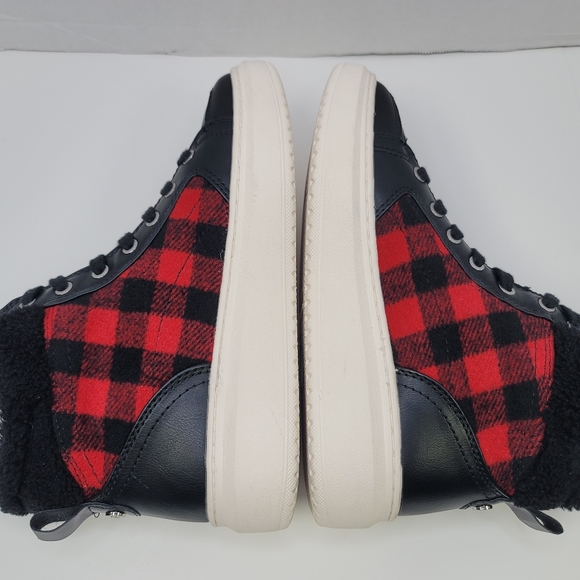 Marc Fisher Fellow Buffalo Plaid & Faux Fur Hi-top sneakers size 6.5 - Picture 5 of 12